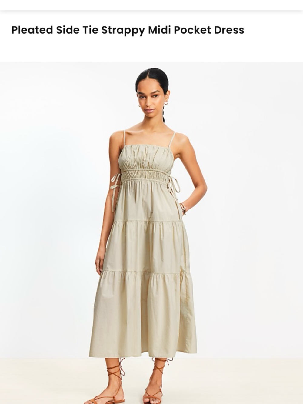 LOFT Cream Tiered Strappy Midi Dress